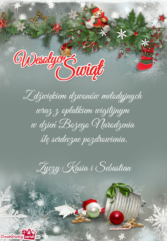 Z dźwiękiem dzwonów melodyjnych   wraz z opłatkiem wigilijnym   w dzień