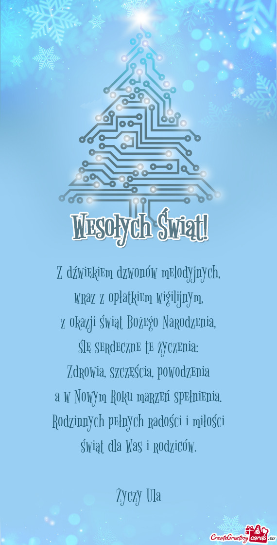 Z dźwiękiem dzwonów melodyjnych,  wraz z opłatkiem wigilijnym,  z okazji