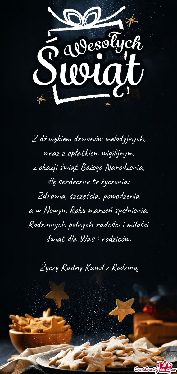 Z dźwiękiem dzwonów melodyjnych,  wraz z opłatkiem wigilijnym,  z okazji