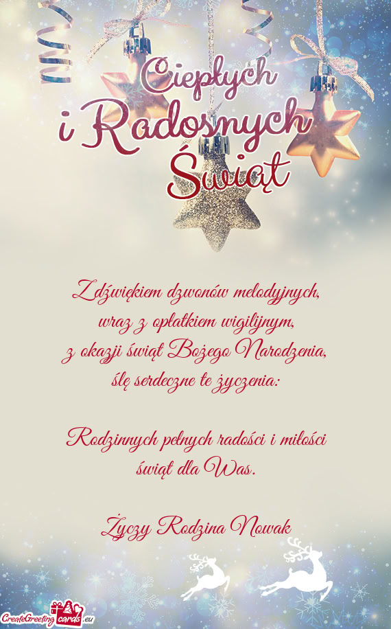 Z dźwiękiem dzwonów melodyjnych,  wraz z opłatkiem wigilijnym,  z okazji