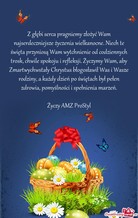 Z głębi serca pragniemy złożyć Wam najserdeczniejsze życzenia wielkanocne. Niech te święta p