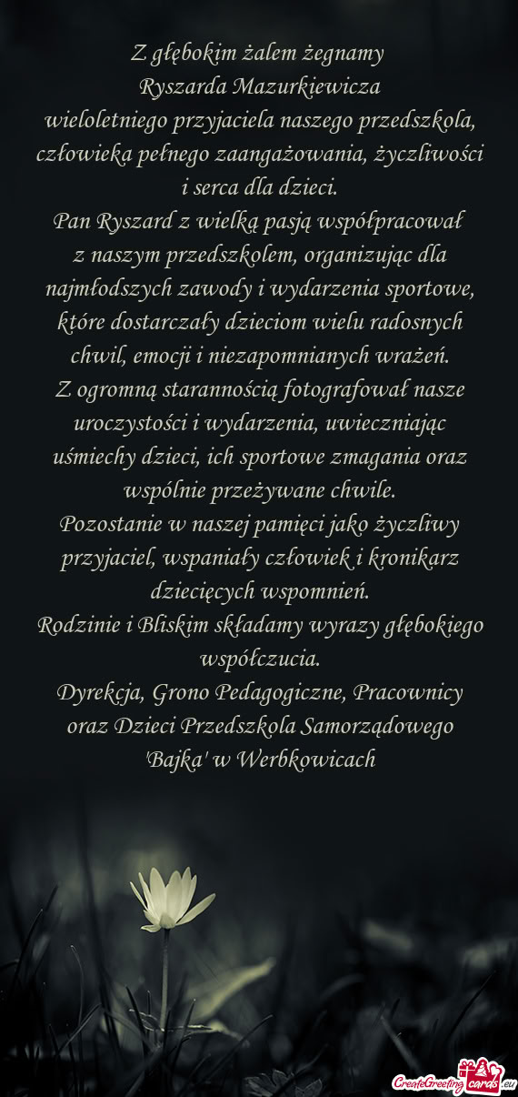 Z głębokim żalem żegnamy