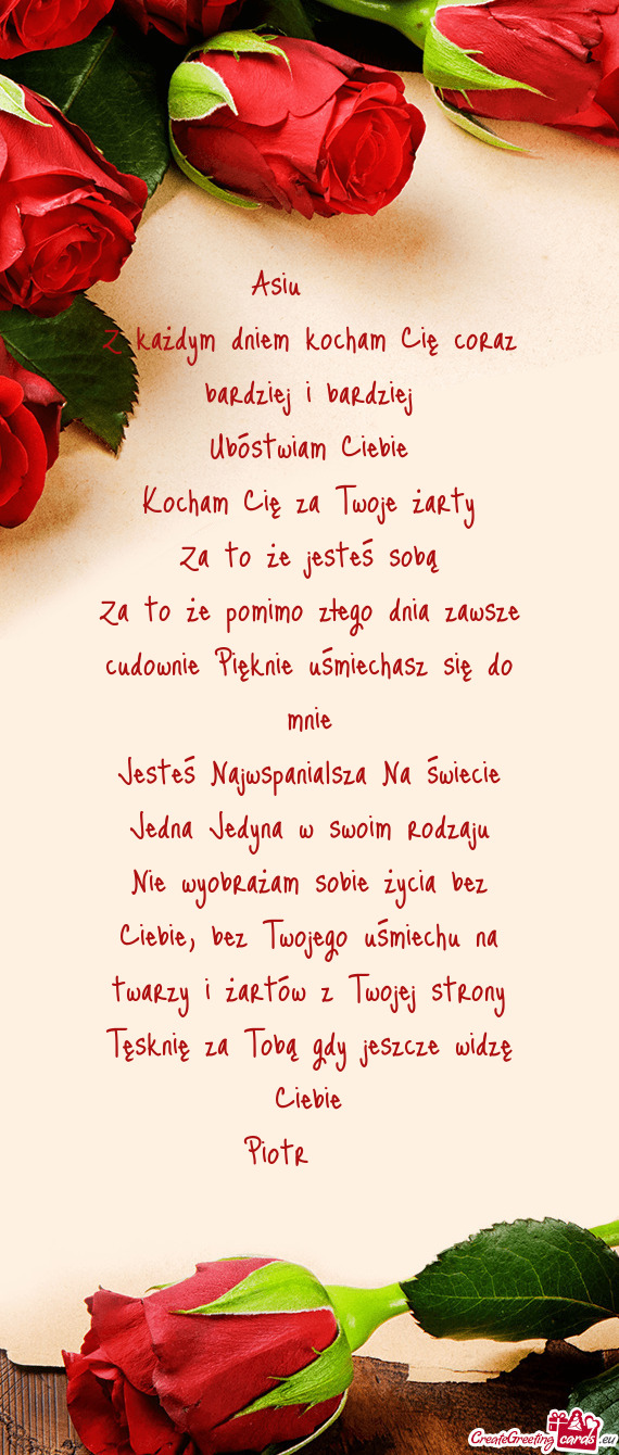 Z każdym dniem kocham Cię coraz bardziej i bardziej