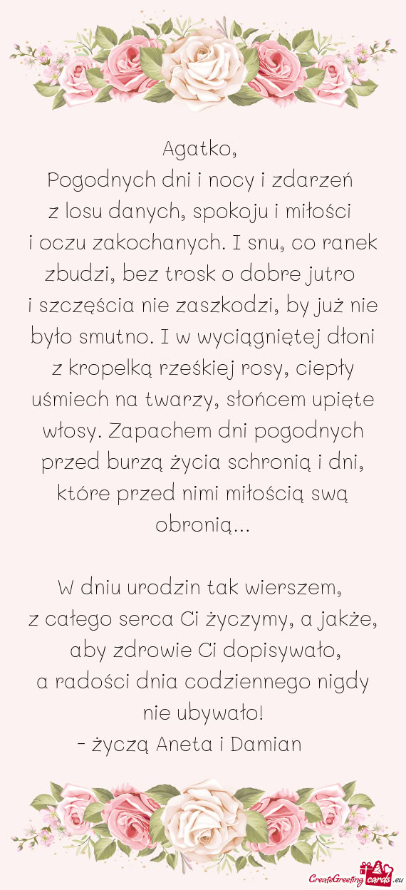 Z losu danych, spokoju i miłości