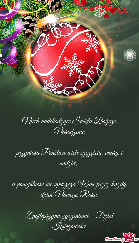 Z najlepszymi życzeniami - Dział Księgowości