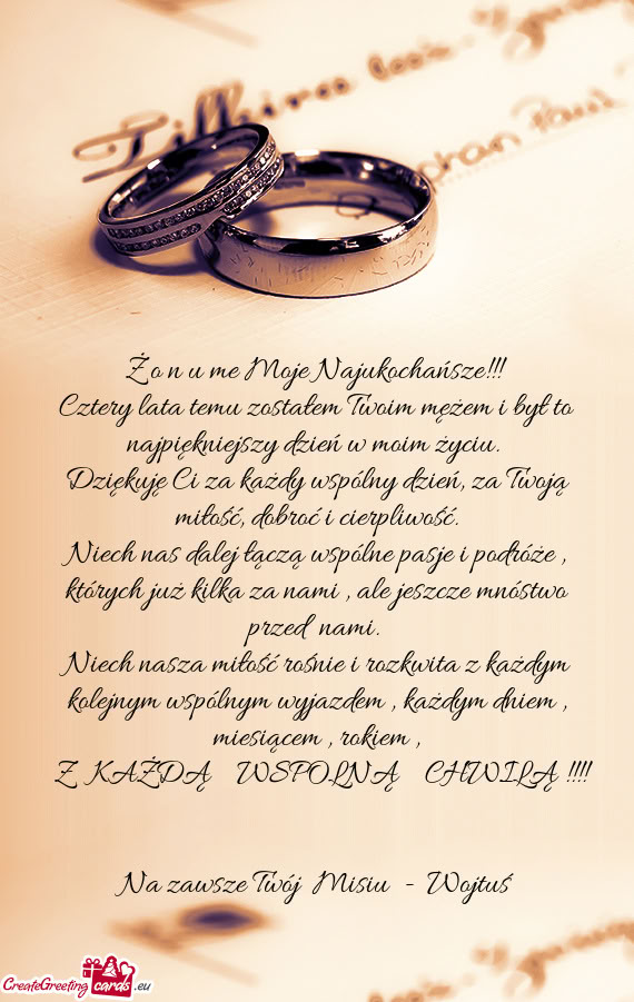 Ż o n u me Moje Najukochańsze