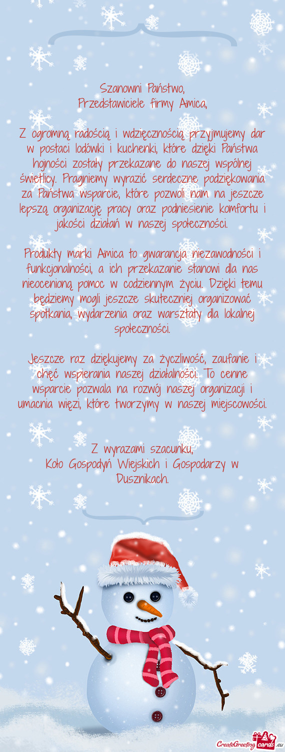 Z ogromną radością i wdzięcznością przyjmujemy dar w postaci lodówki i kuchenki, które dzię