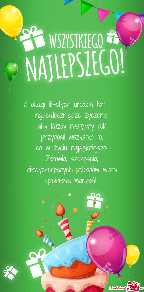 Z okazji 18-stych urodzin Pati 🎉🎂🎊 najserdeczniejsze życzenia