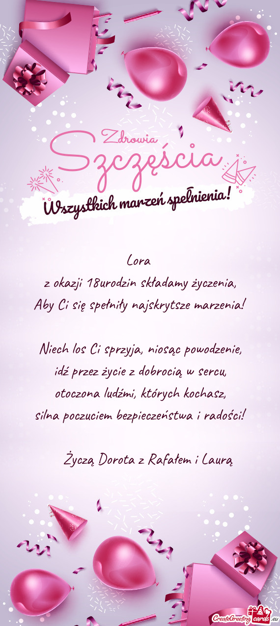 Z okazji 18urodzin składamy życzenia