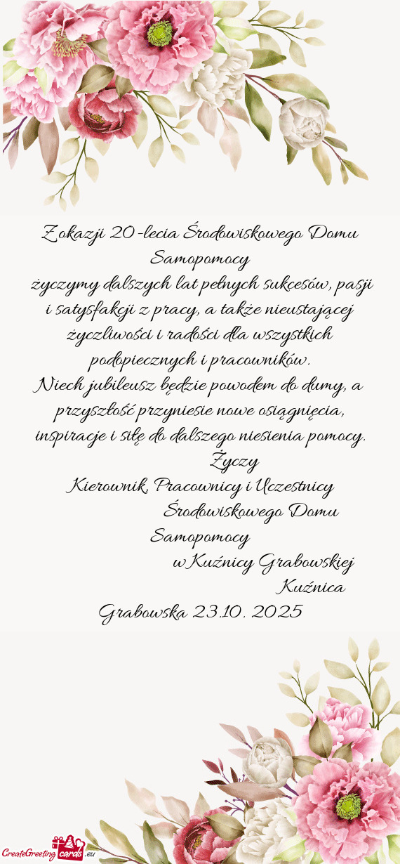 Z okazji 20-lecia Środowiskowego Domu Samopomocy