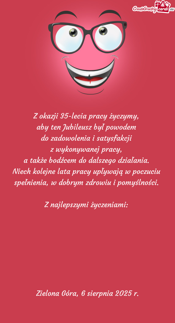 Z okazji 35-lecia pracy życzymy