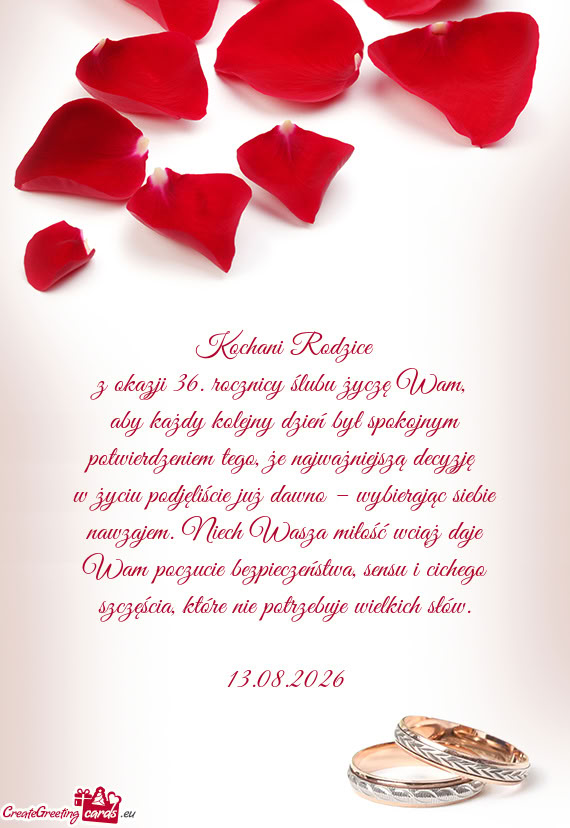 Z okazji 36. rocznicy ślubu życzę Wam