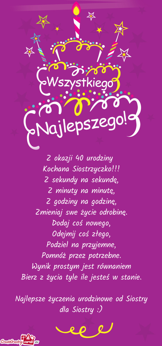 Z okazji 40 urodziny