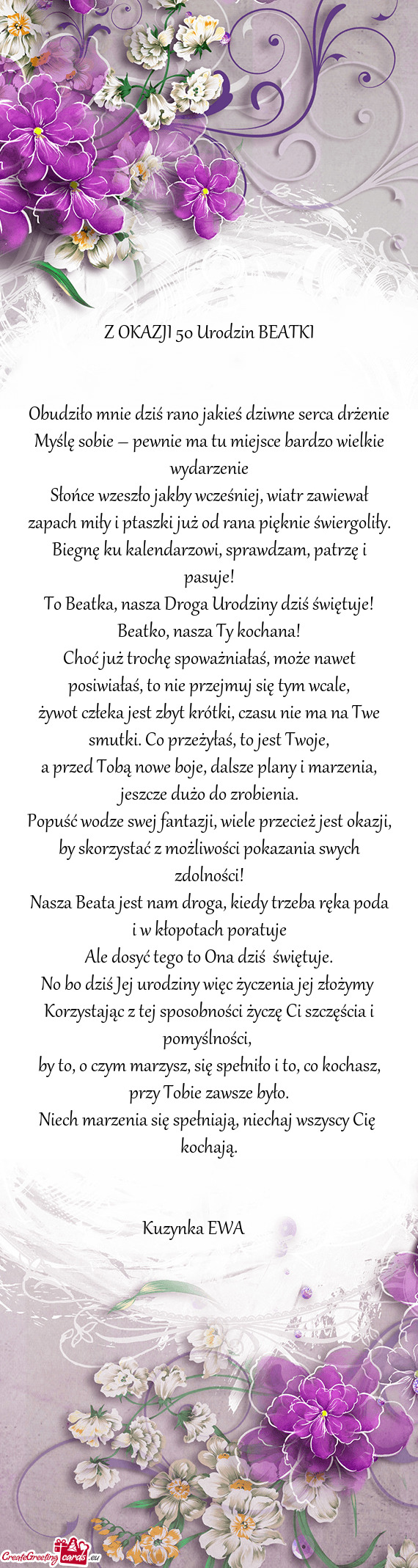 Z OKAZJI 50 Urodzin BEATKI