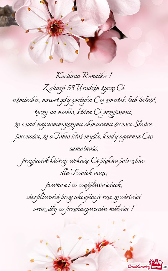 Z okazji 55 Urodzin życzę Ci