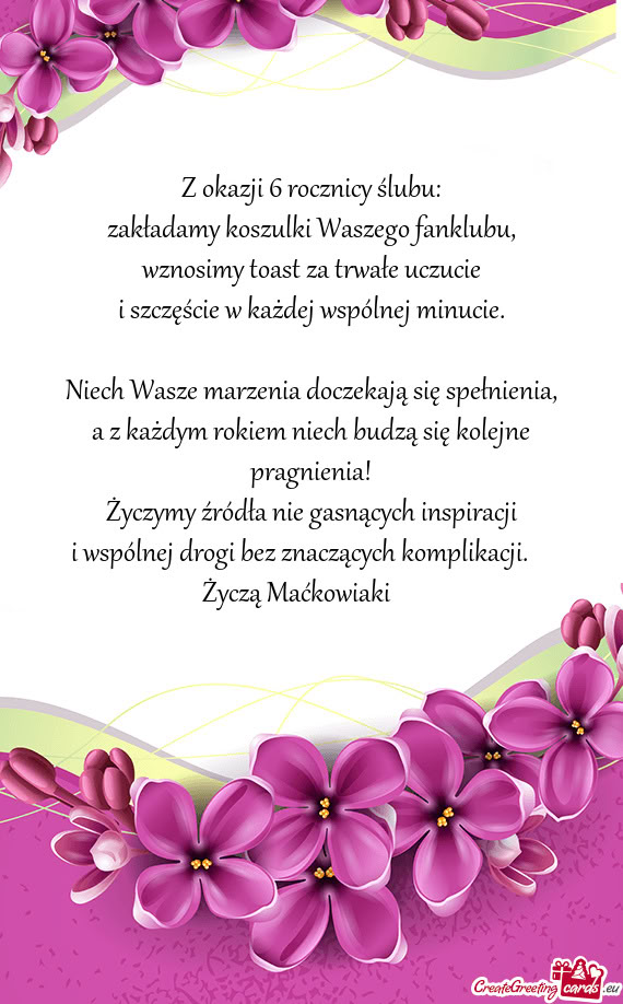 Z okazji 6 rocznicy ślubu