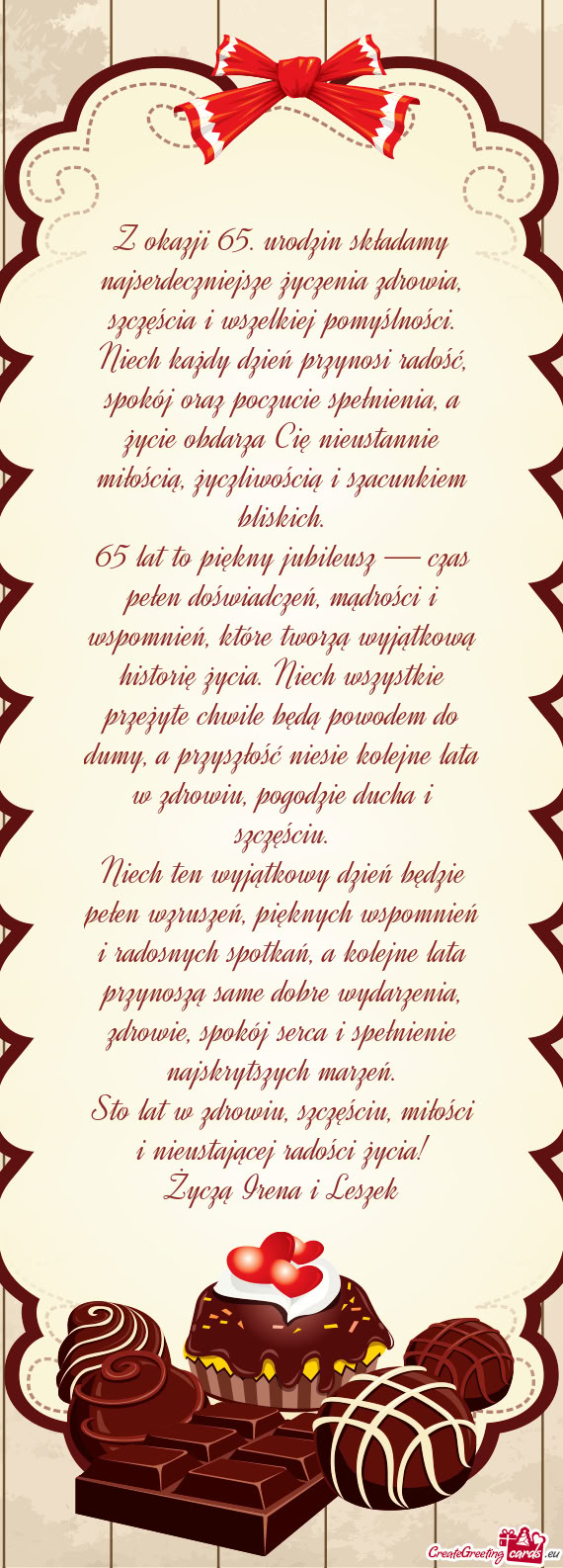 Z okazji 65. urodzin składamy najserdeczniejsze życzenia zdrowia, szczęścia i wszelkiej pomyśln