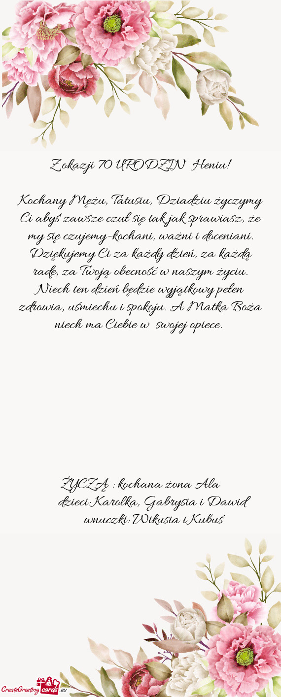 Z okazji 70 URODZIN Heniu