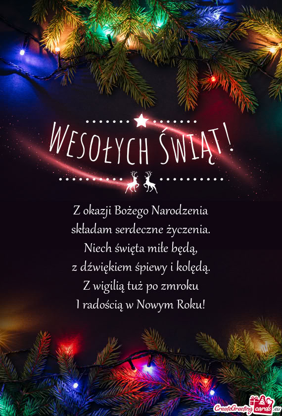 Z okazji Bożego Narodzenia  składam serdeczne życzenia.  Niech święta