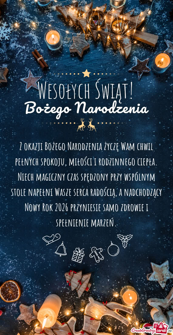 Z okazji Bożego Narodzenia życzę Wam chwil pełnych spokoju, miłości i