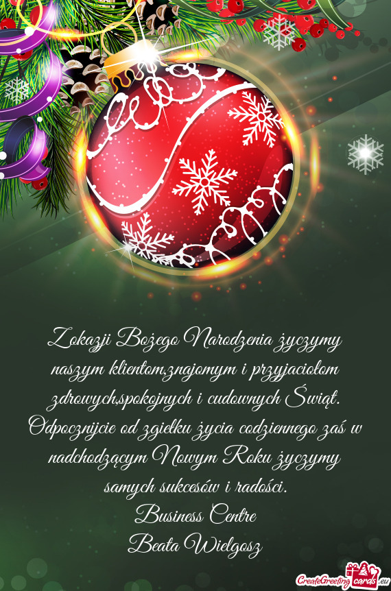Z okazji Bożego Narodzenia życzymy naszym klientom,znajomym i przyjaciołom zdrowych,spokojnych i