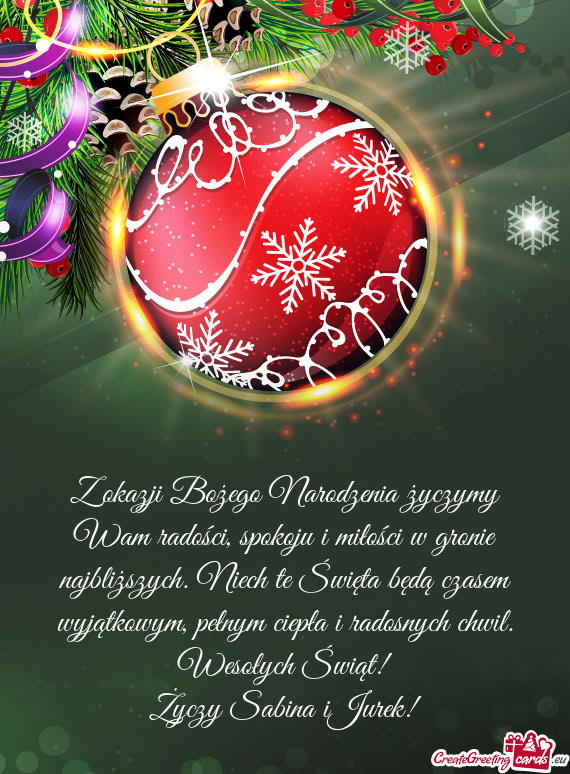 Z okazji Bożego Narodzenia życzymy Wam radości, spokoju i miłości w gronie najbliższych. Niech