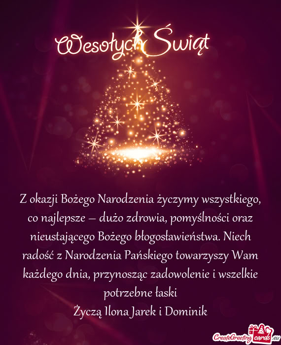 Z okazji Bożego Narodzenia życzymy wszystkiego, co najlepsze – dużo zdrowia, pomyślności oraz