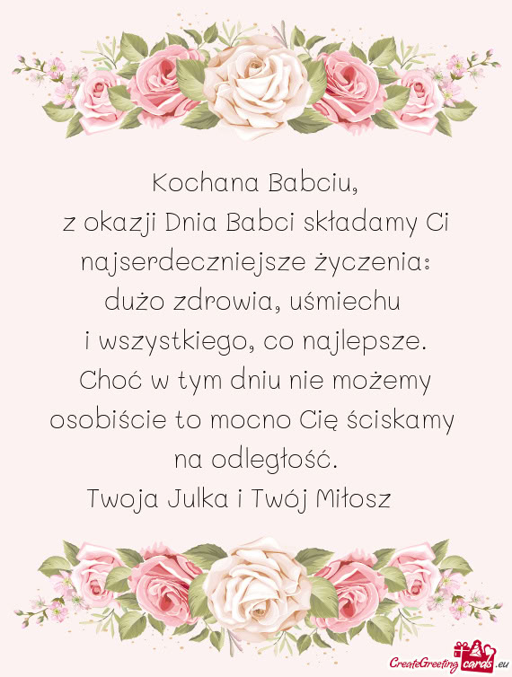 Z okazji Dnia Babci składamy Ci najserdeczniejsze życzenia