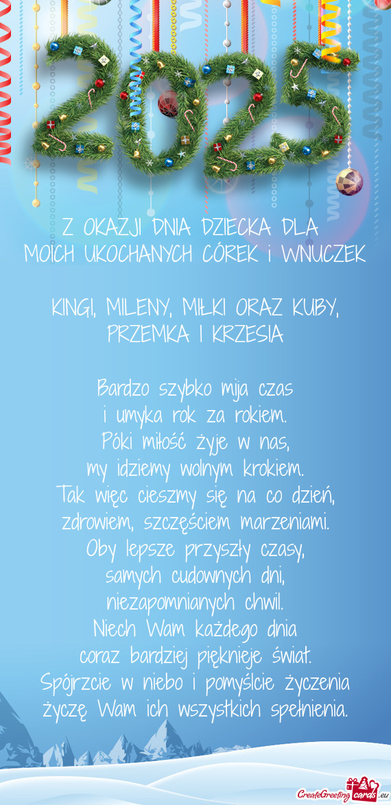 Z OKAZJI DNIA DZIECKA DLA