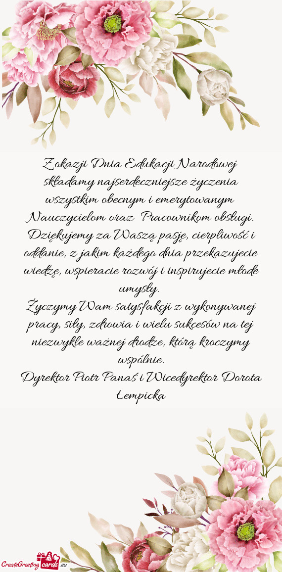 Z okazji Dnia Edukacji Narodowej składamy najserdeczniejsze życzenia wszystkim obecnym i emerytow