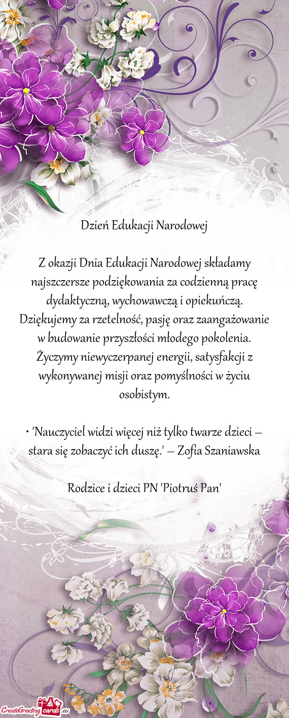 Z okazji Dnia Edukacji Narodowej składamy najszczersze podziękowania za codzienną pracę dydaktyc