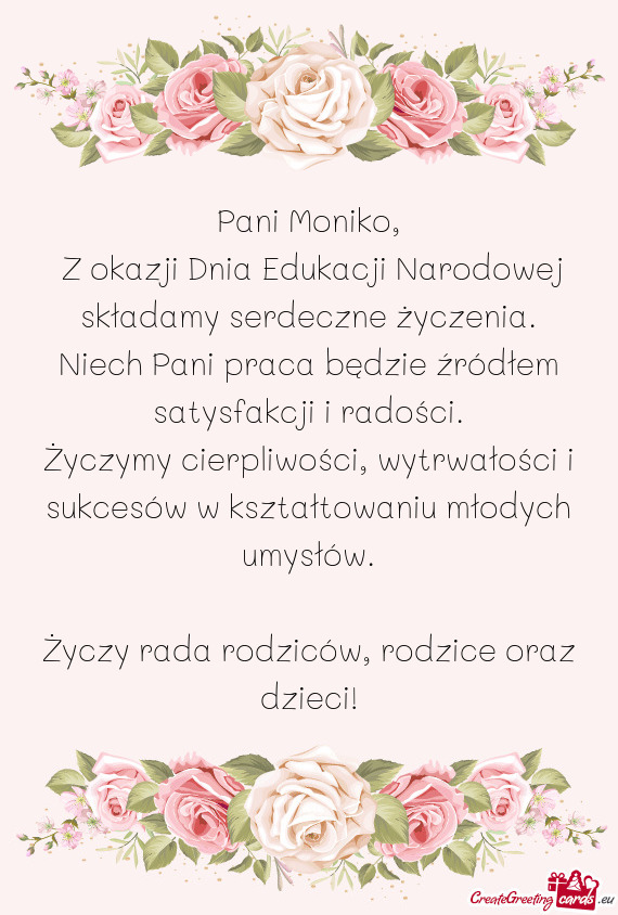 Z okazji Dnia Edukacji Narodowej składamy serdeczne życzenia