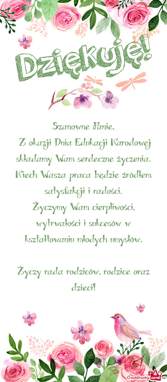 Z okazji Dnia Edukacji Narodowej składamy Wam serdeczne życzenia