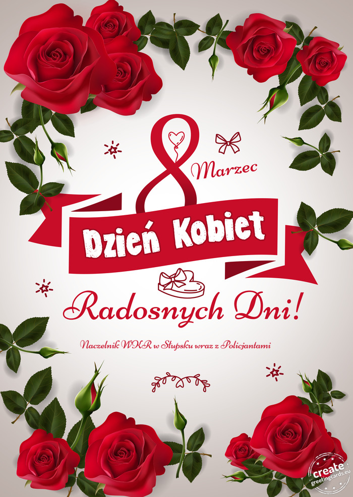 Z okazji dnia kobiet, radosnych dni Naczelnik WKR w Słupsku wraz z Policjantami