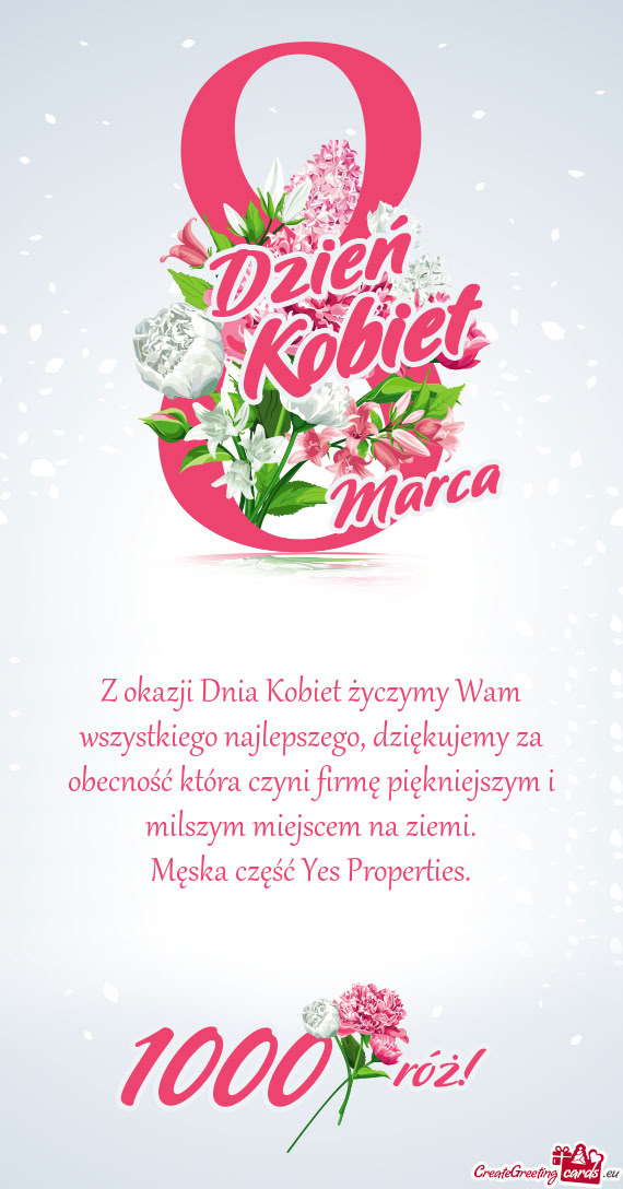 Z okazji Dnia Kobiet życzymy Wam wszystkiego najlepszego, dziękujemy za obecność która czyni fi