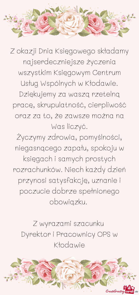 Z okazji Dnia Księgowego składamy najserdeczniejsze życzenia wszystkim Księgowym Centrum Usług