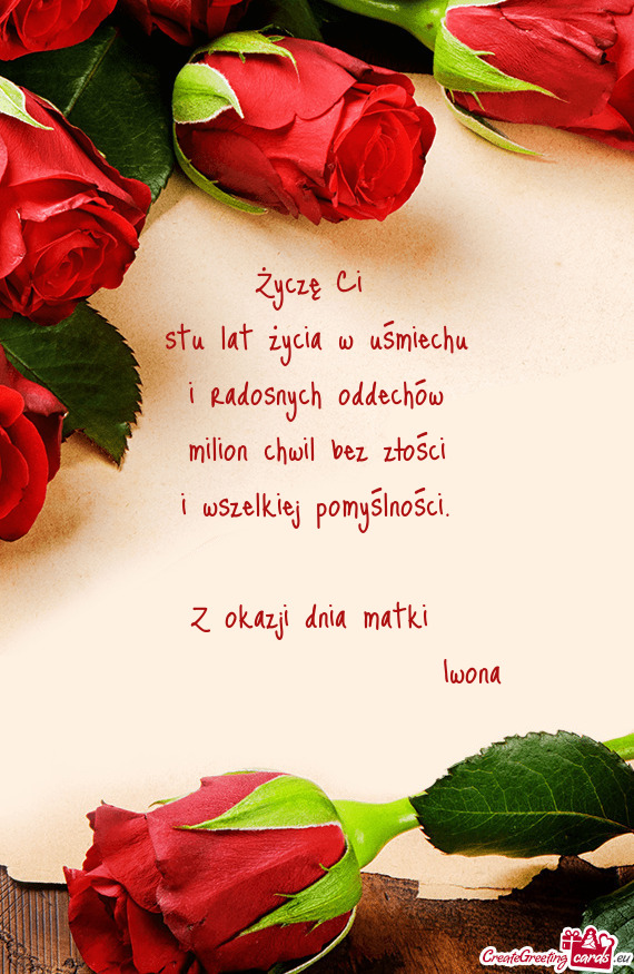 Z okazji dnia matki      Iwona