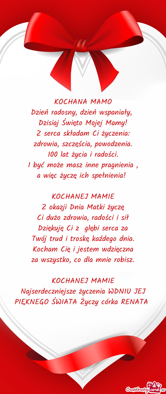 Z okazji Dnia Matki życzę