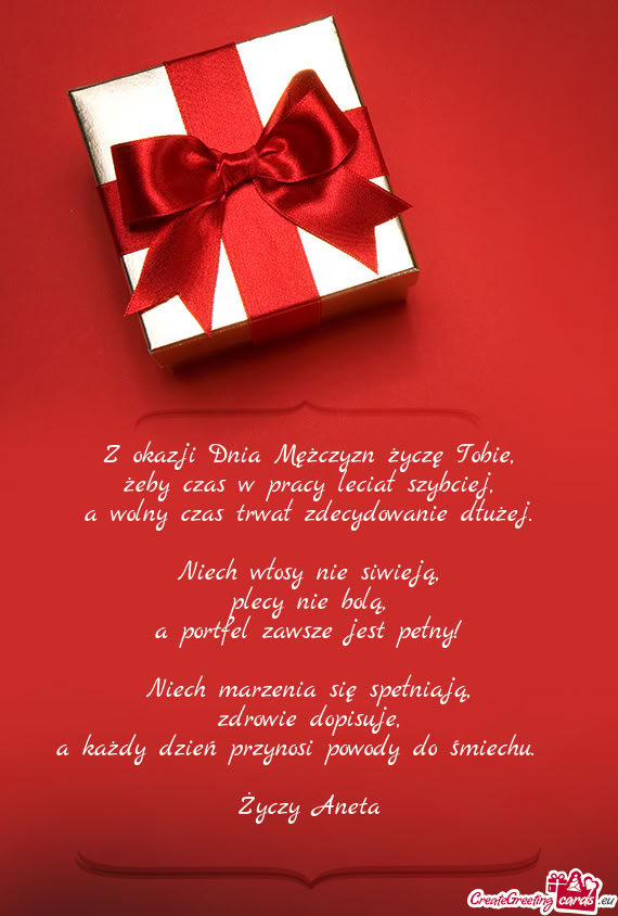 Z okazji Dnia Mężczyzn życzę Tobie
