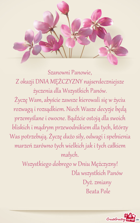 Z okazji DNIA MĘŻCZYZNY najserdeczniejsze życzenia dla Wszystkich Panów