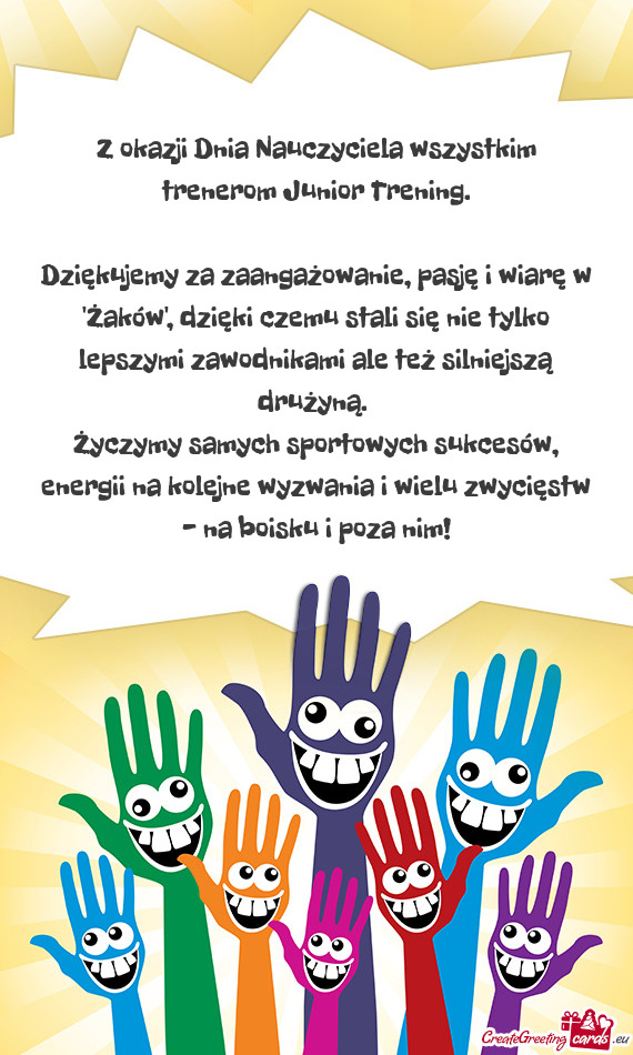 Z okazji Dnia Nauczyciela wszystkim trenerom Junior Trening