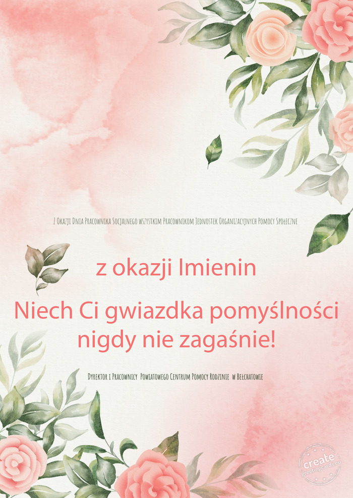 Z Okazji Dnia Pracownika Socjalnego wszystkim Pracownikom Jednostek Organizacyjnych Pomocy Społeczn