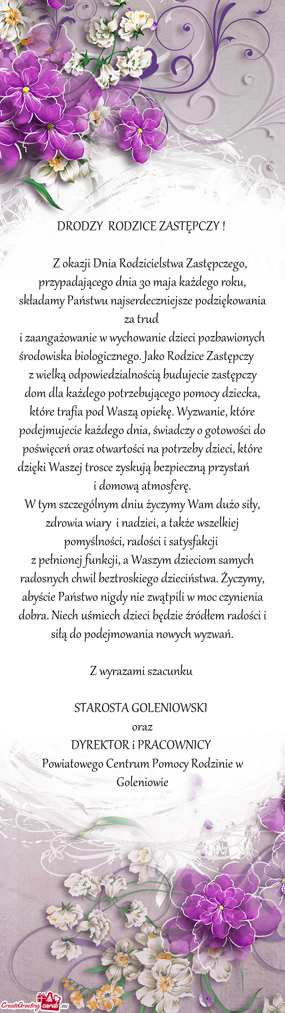 Z okazji Dnia Rodzicielstwa Zastępczego, przypadającego dnia 30 maja każdego roku