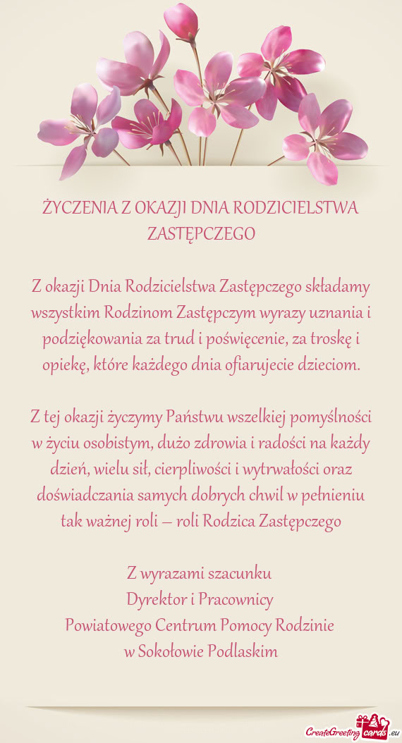 Z okazji Dnia Rodzicielstwa Zastępczego składamy wszystkim Rodzinom Zastępczym wyrazy uznania i p