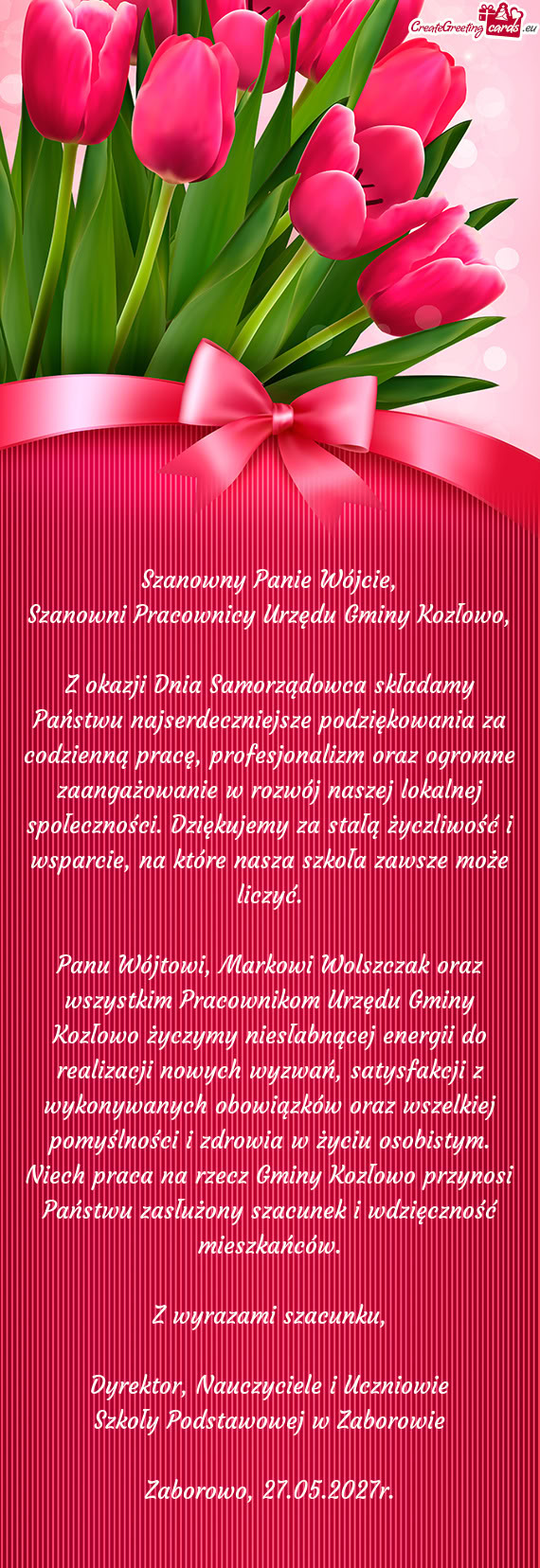 Z okazji Dnia Samorządowca składamy Państwu najserdeczniejsze podziękowania za codzienną pracę
