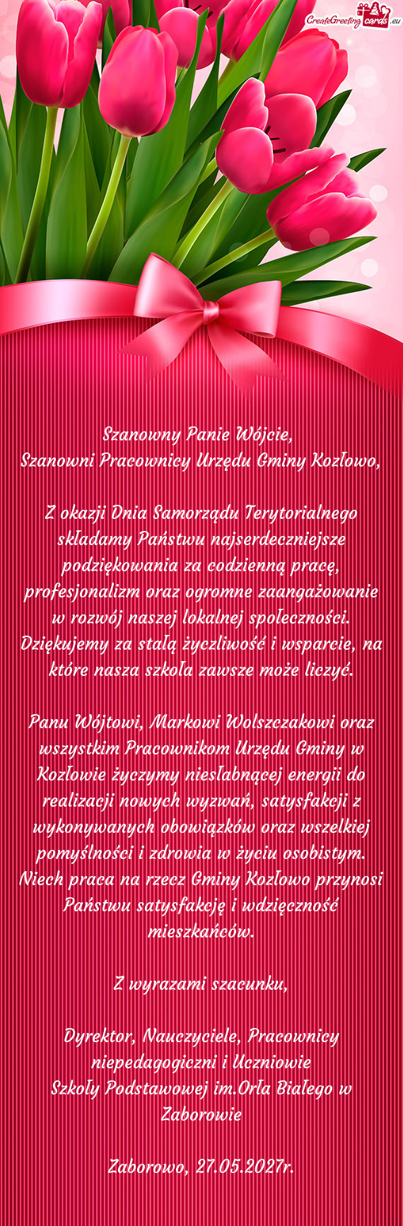 Z okazji Dnia Samorządu Terytorialnego składamy Państwu najserdeczniejsze podziękowania za codzi