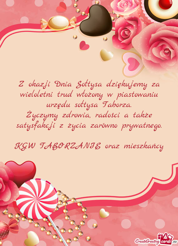 Z okazji Dnia Sołtysa dziękujemy za wieloletni trud włożony w piastowaniu urzędu sołtysa Tabor