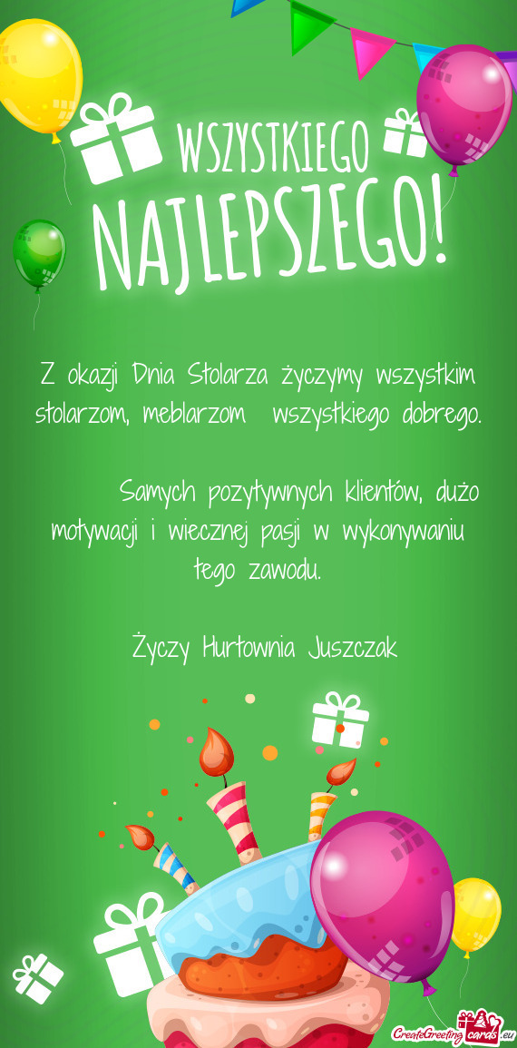 Z okazji Dnia Stolarza życzymy wszystkim stolarzom, meblarzom wszystkiego dobrego