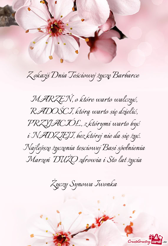Z okazji Dnia Teściowej życzę Barbarce