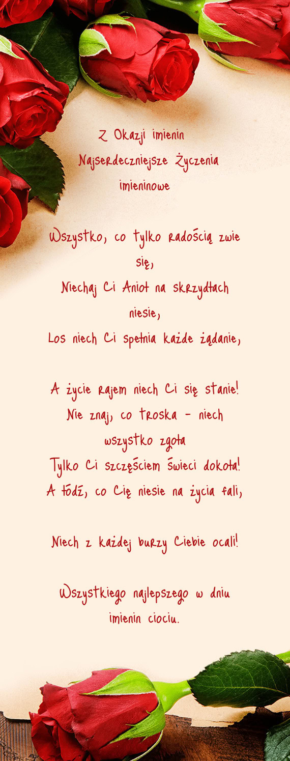 Z Okazji imienin Najserdeczniejsze Życzenia imieninowe Wszystko
